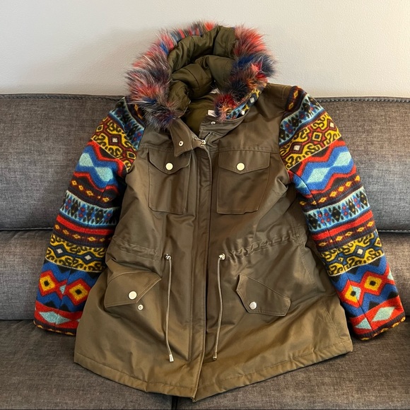 New York & Company Jackets & Blazers - New York & Company jacket with fur-trimmed hood, size L NWT!